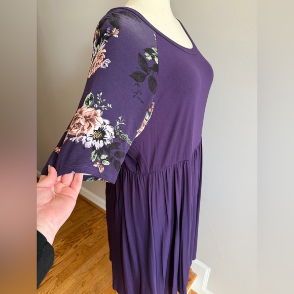 Torrid Purple Floral Sleeve Super Soft Dress - Torrid Size 3 (22-24, 3X) - Picture 4 of 10
